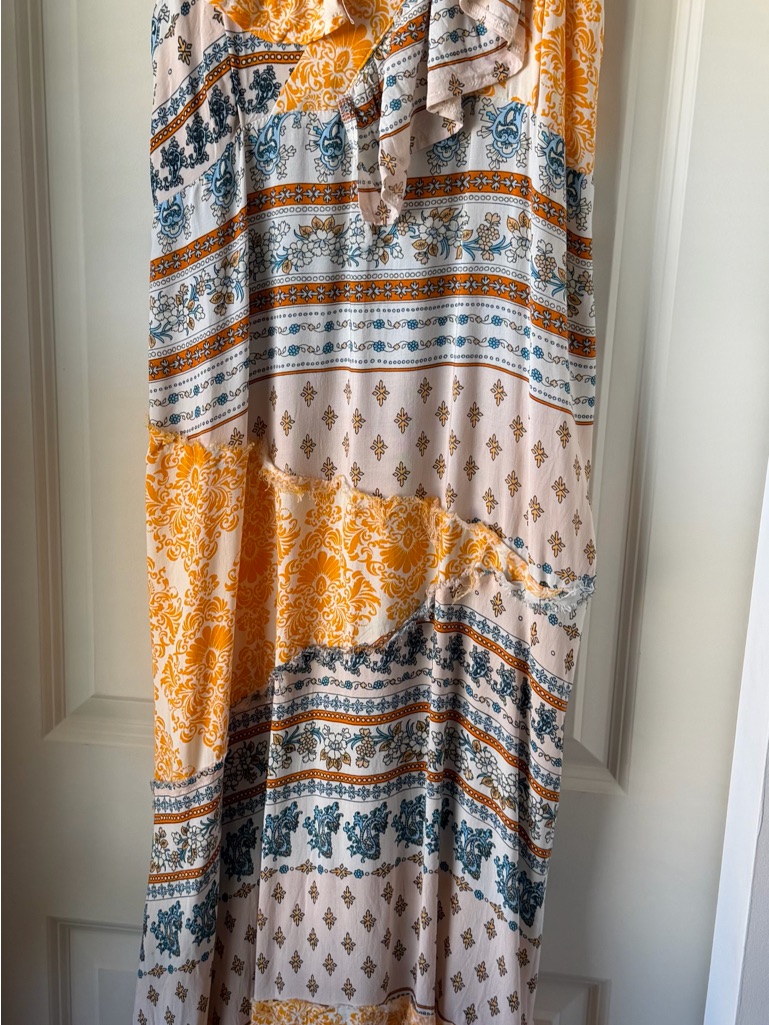Pol Yellow & White Floral Print Dress Top